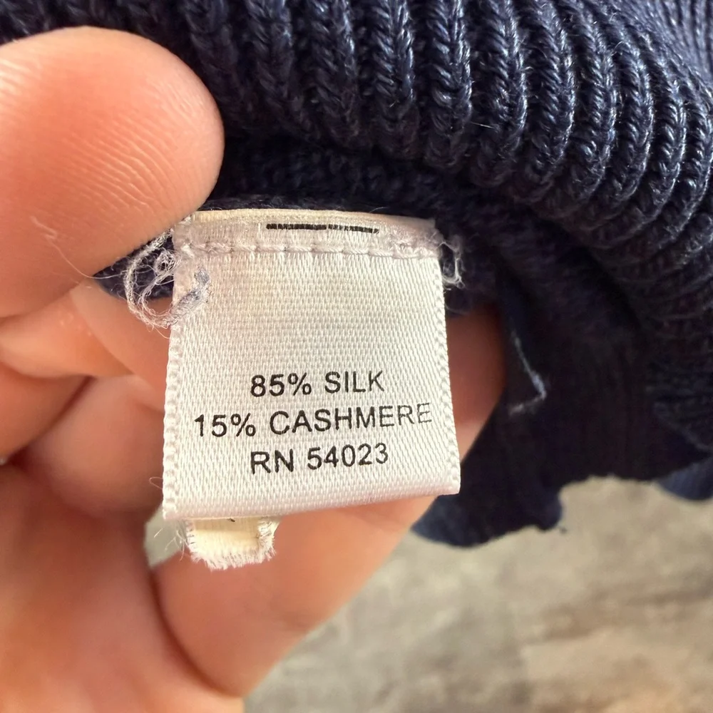 Banana Republic Silk Cashmere‎ Quarter Zip Sweater in Blue Size Large